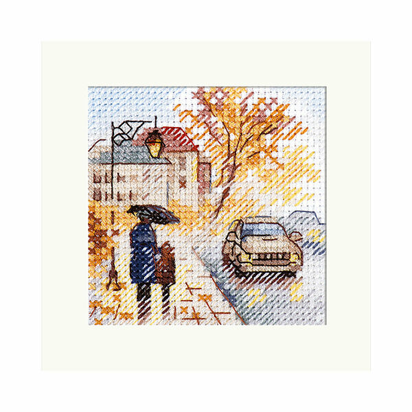 0-218 Набор для вышивания АЛИСА 'Осень в городе. Мокрый бульвар' 7x7см
