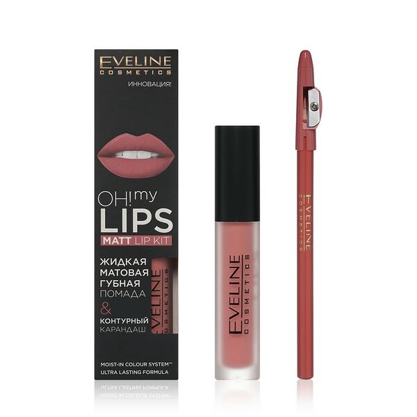 Набор для губ Eveline Oh! My Lips (жидкая матовая помада + карандаш 07) Baby Nude