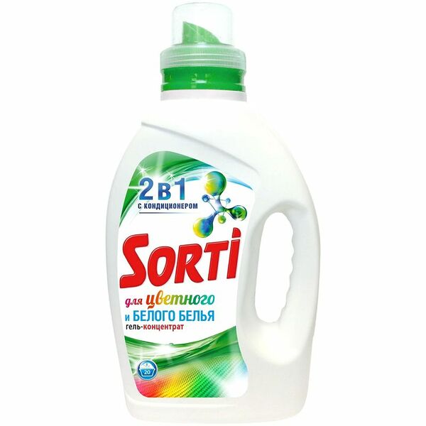 Гель для стирки Sorti 2 в 1 для цветного и белого белья 1.3 л
