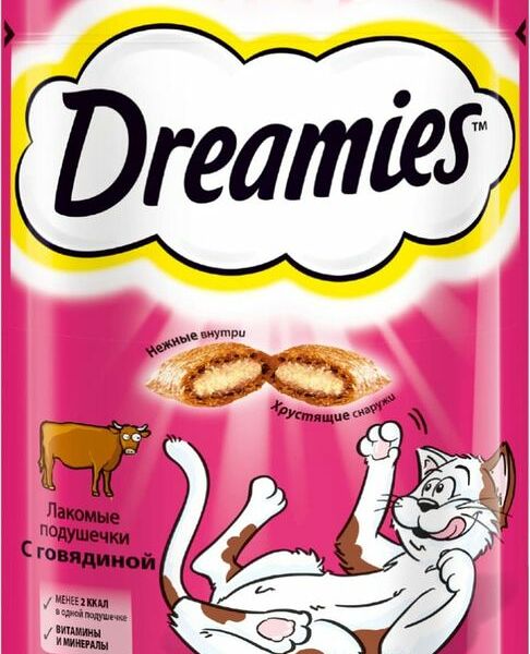 Лакомство Dreamies Подушечки с говядиной для взрослых кошек 60г