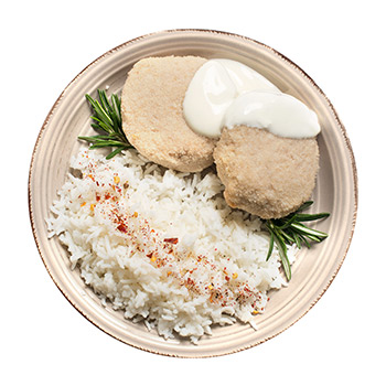 

Биточек из индейки запеченный с рисом, «Вкусно Детям»