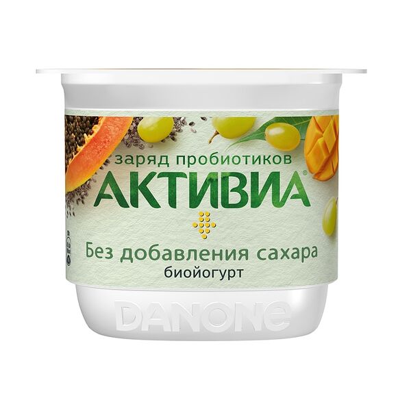 Биойогурт АКТИВИА Виноград, манго, папайя, семена чиа 2,9%, без змж 130г