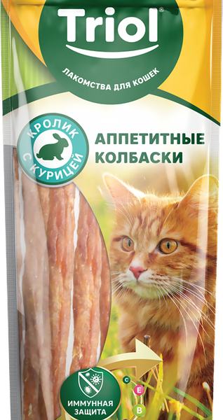 Лакомство для кошек TRIOL Аппетитные колбаски из кролика с курицей