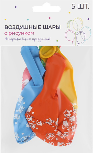 

Шар воздушный красочный с рисунком 5 шт. дизайн в ассортименте