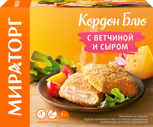 

Кордон блю Мираторг с ветчиной и сыром 405 г