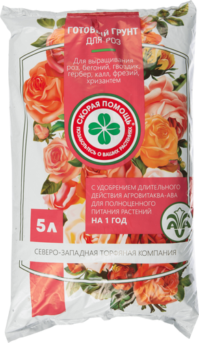 

Грунт для роз СКОРАЯ ПОМОЩЬ с удобрением АВА, 5л