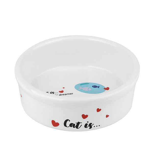 Миска для кошек с рисунком 200мл 11см белая керамика