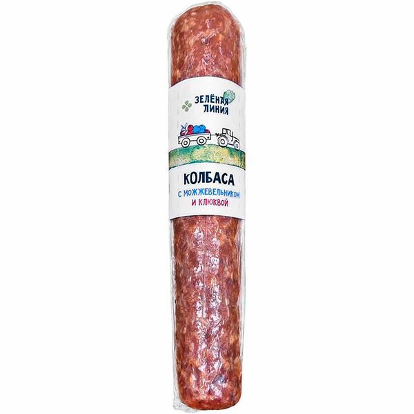 Колбаса Зелёная Линия сырокопчёная полусухая с можжевельником и клюквой вес