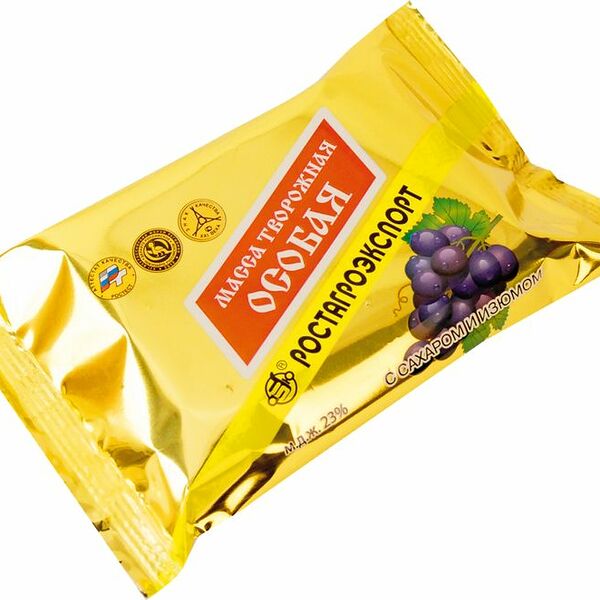 Масса творожная Ростагроэкспорт Особая с изюмом 23%