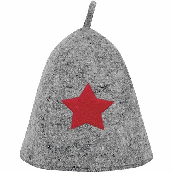 Шапка банная ГЛАВБАНЯ серая со звездой, войлок, Арт. Б40101