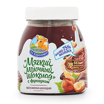 Паста Коровка из Кореновки мягкий молочный шоколад с фундуком-арахисом-миндалём 15%