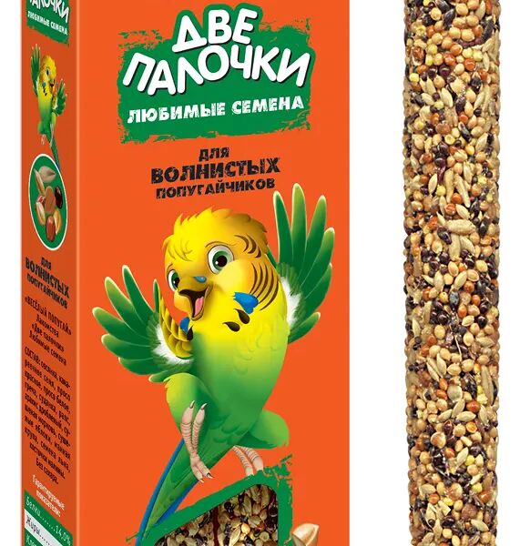 Лакомство для волнистых попугайчиков Веселый попугай две палочки,Любимые семена