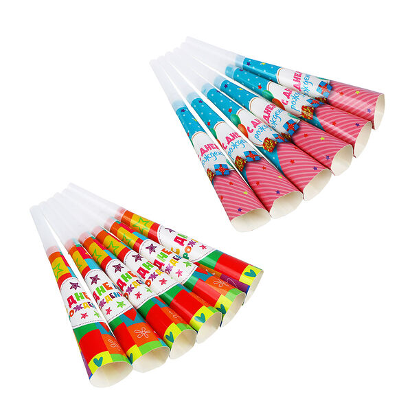 Набор праздничных гудков Капитан весельчак, 6 шт, 20,5х3,5см, бумага, пластик, 2 вида в ассортименте