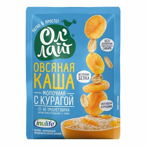 Ол'лайт Каша овсяная молочная с курагой 40 г 1 шт
