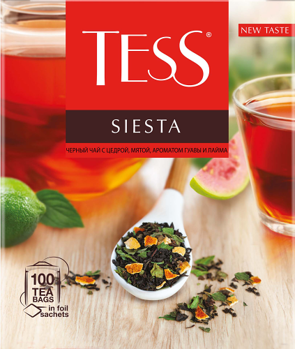 Чай черный Tess Siesta цедра-мята-гуава-лайм, 100 пакетиков, 150 г