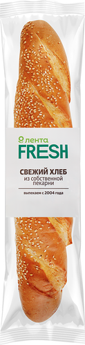 Багет ЛЕНТА FRESH с кунжутом на закваске, 200г