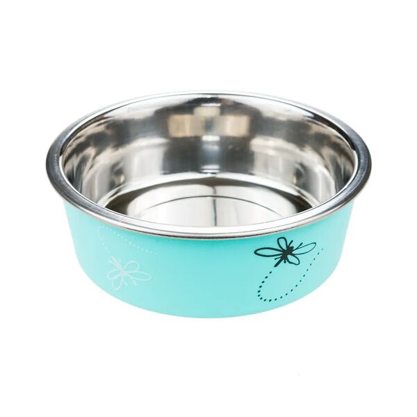 Миска металл матовый цветной с бабочками 12см