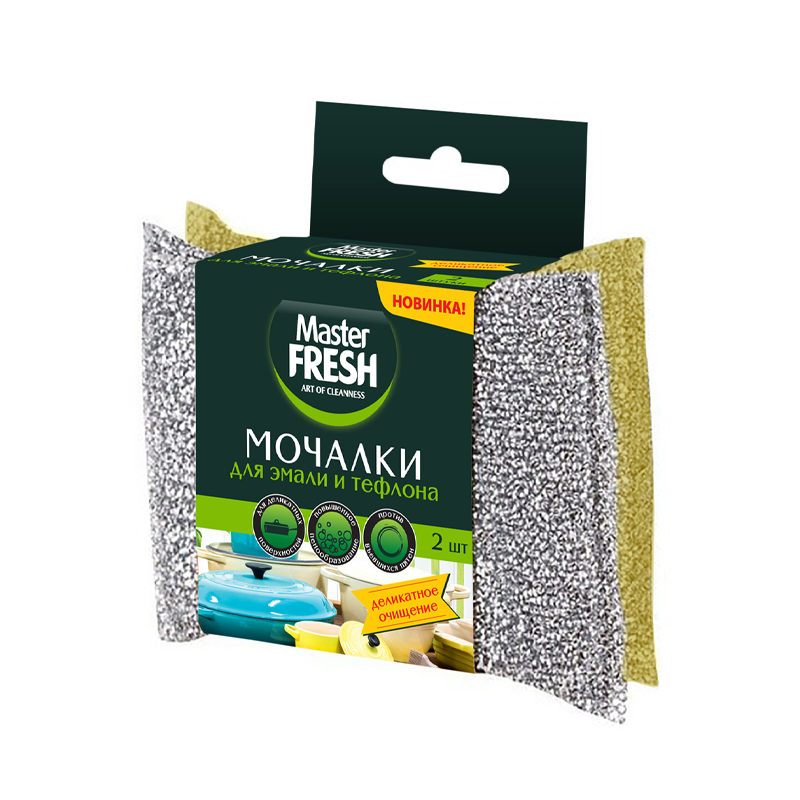 

Мочалки для посуды Master Fresh Для Эмали и Тефлона 2 шт цвет в ассортименте
