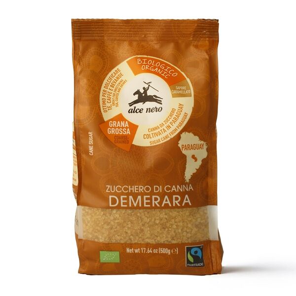 Сахар Alce Nero тростниковый коричневый Демерара Био 500г, Италия