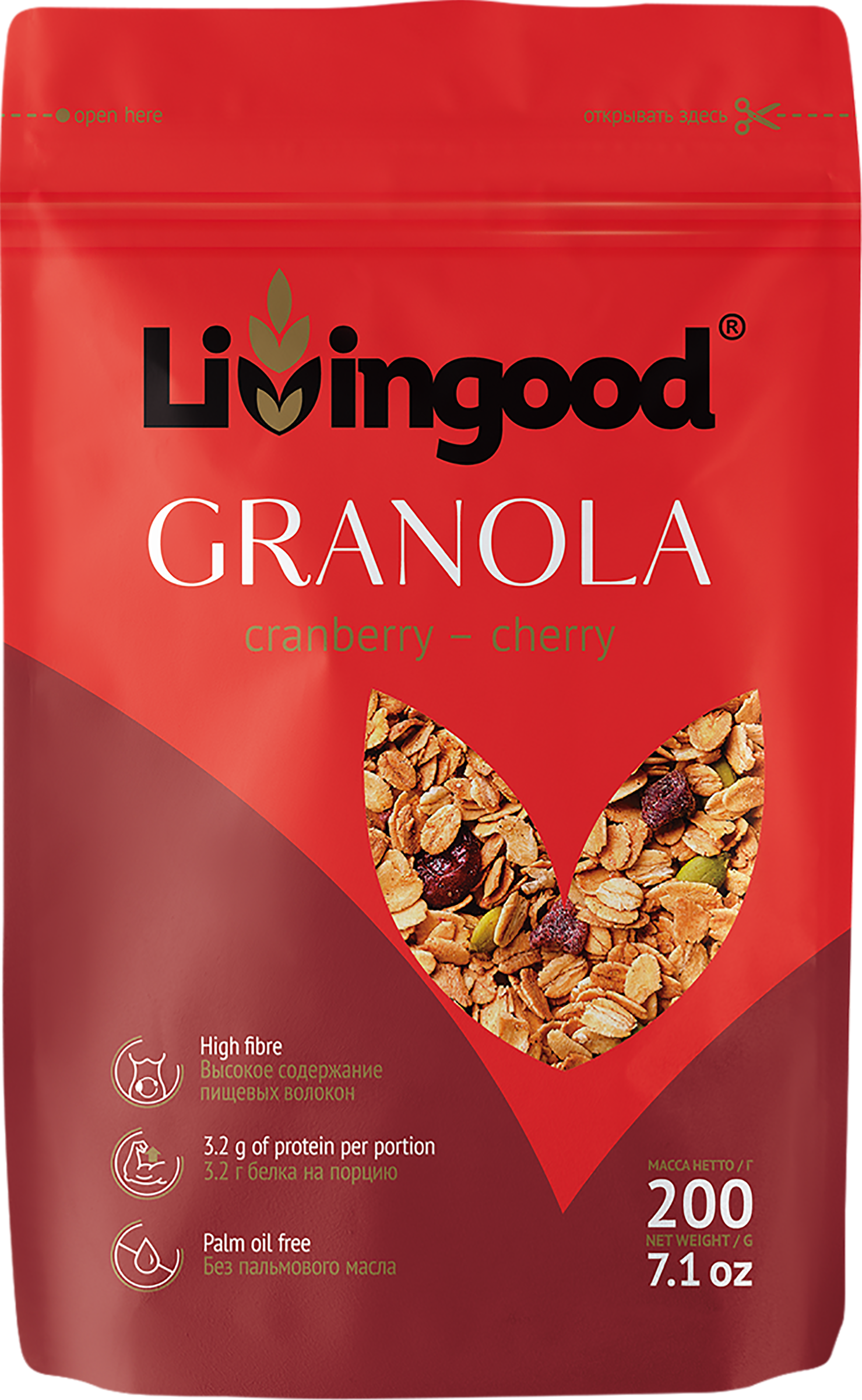 

Гранола Livingood Клюква-вишня 200 г