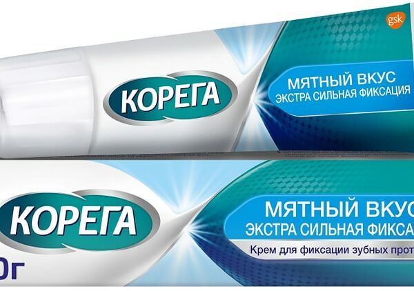 Крем для фиксации зубных протезов Корега Экстра сильный Мятный 40г