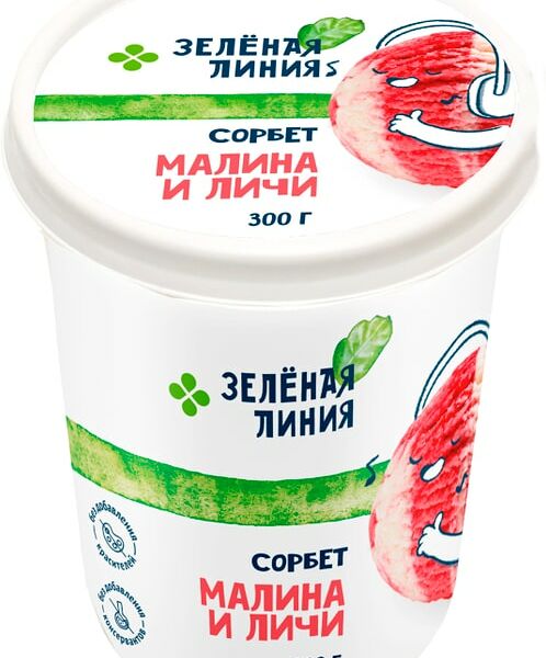 Сорбет Зеленая Линия Малина-личи 300г