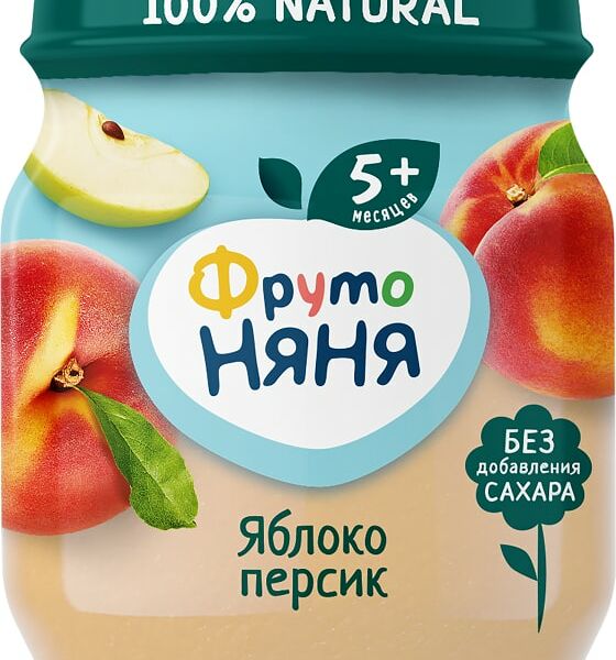 Пюре ФрутоНяня Яблоко персик с 5 месяцев 100г