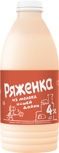 Ряженка НАШЕЙ ДОЙКИ 4%, без змж, 900г
