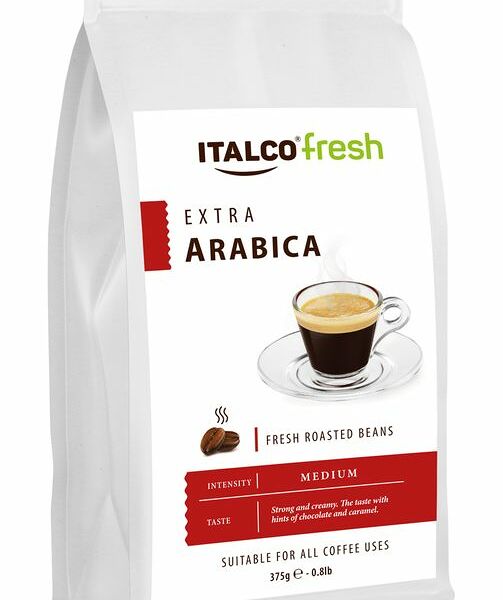 Кофе Italco Арабика экстра жареный в зёрнах, 375г