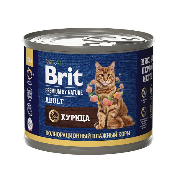 Корм влажный Brit Premium By Nature для кошек Курица