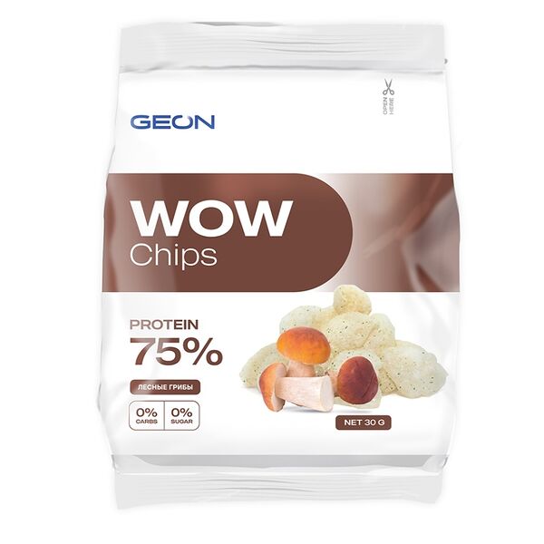 Чипсы протеиновые безуглеводные Geon Лесные грибы (75% белка, без глютена) 30 г, Россия