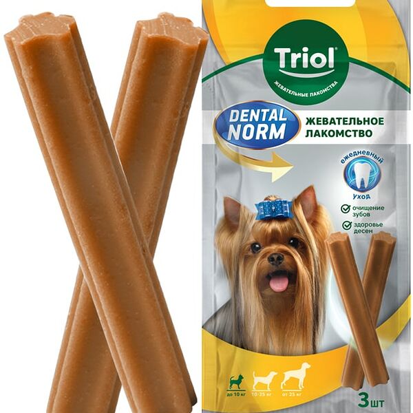 Лакомство для собак мелких пород Тriol Dental Norm Палочки жевательные 3шт 45г