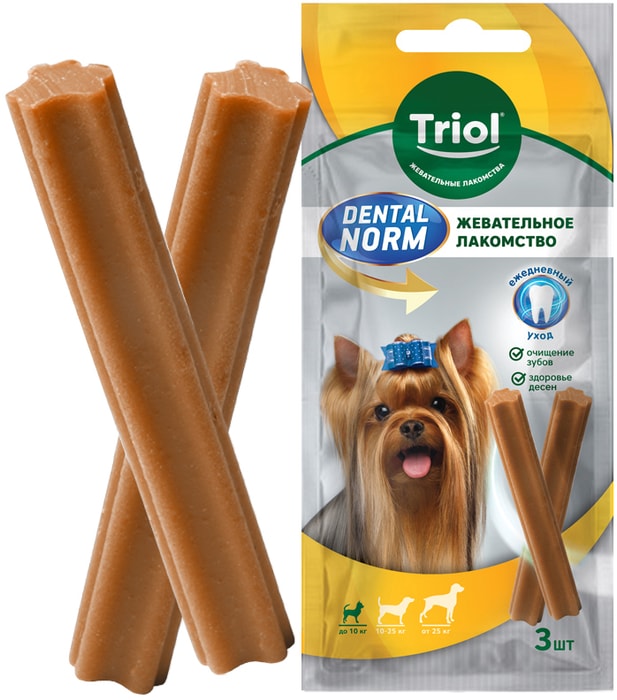 

Лакомство для собак мелких пород Тriol Dental Norm Палочки жевательные 3 шт. 45 г