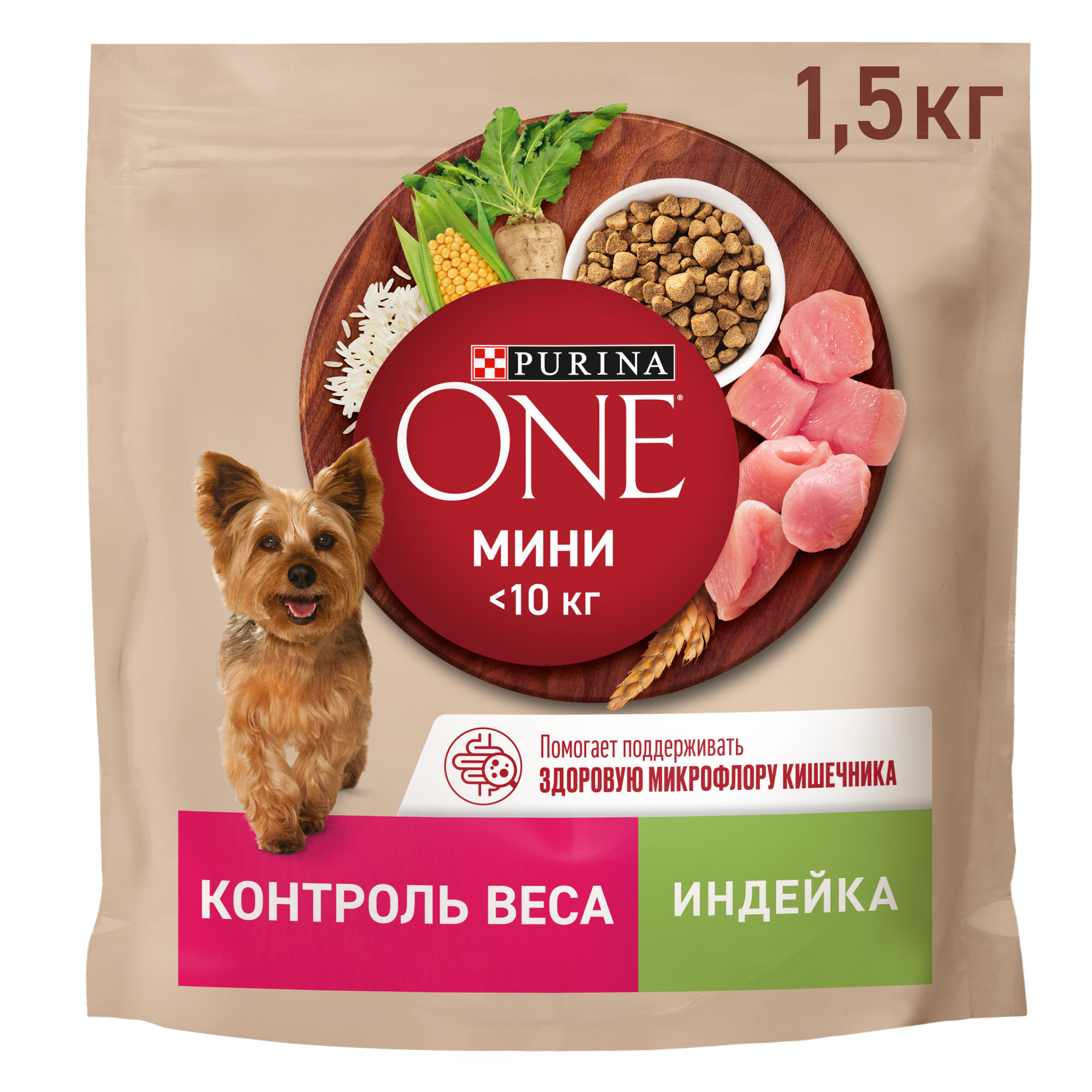 

Сухой корм Purina One Мини Здоровый вес для собак мелких пород, склонных к набору веса с индейкой и рисом 1.5 кг