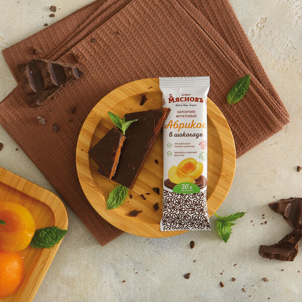 Батончик фруктовый из абрикоса в шоколаде МясновЪ Буфет
