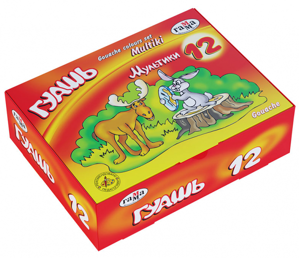 Гуашь Мультики, 12 цветов ТМ Гамма