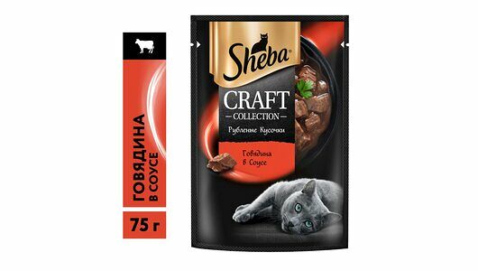 Влажный корм для кошек Sheba® Craft Collection «Рубленые кусочки. Говядина в соусе»