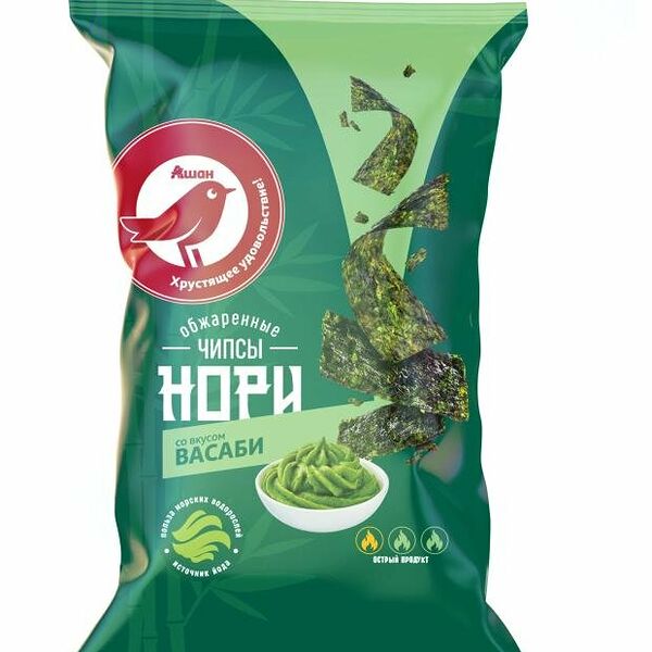 Морская капуста АШАН Красная птица с васаби, 5 г