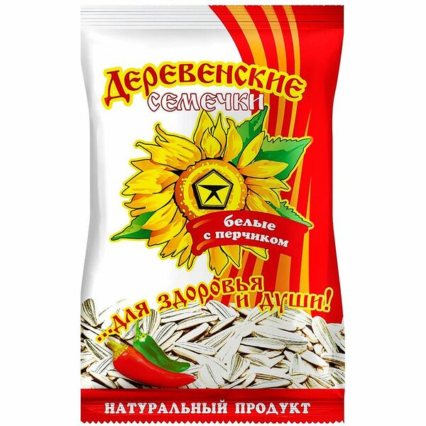 Семечки подсолнечника ДЕРЕВЕНСКИЕ белые обжаренные соленые с перцем