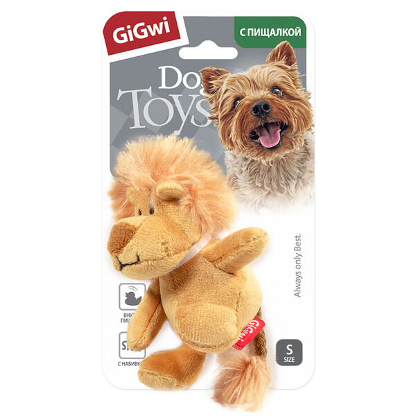 Игрушка GiGwi Dog Toys Лев ткань с пищалкой для собак 10 см