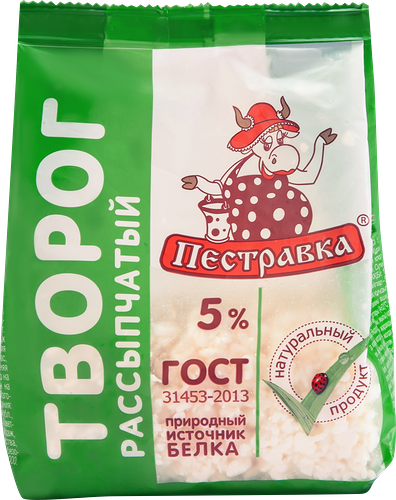 Творог ПЕСТРАВКА 5%, без змж, 300г
