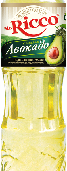 Масло подсолнечное Mr. Ricco Organic рафинированное с добавлением масла авокадо