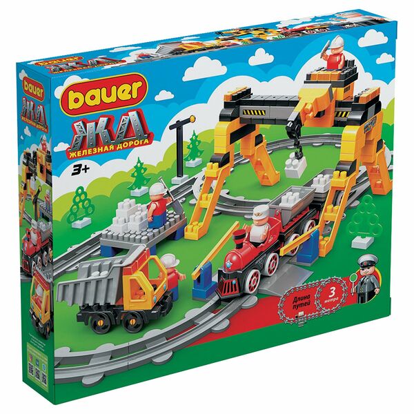 927 Детский развивающий конструктор Bauer Железная дорога. Поезд и конвейер на руднике Блокмена