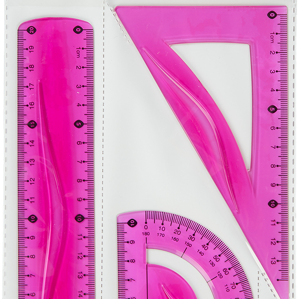 Набор канцелярский гибкий треугольник 15см линейка 20см и транспортир 10см