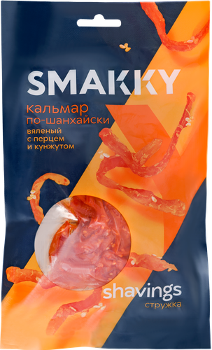 

Кальмар вяленый SMAKKY По-шанхайски, с перцем и кунжутом, стружка, 70г