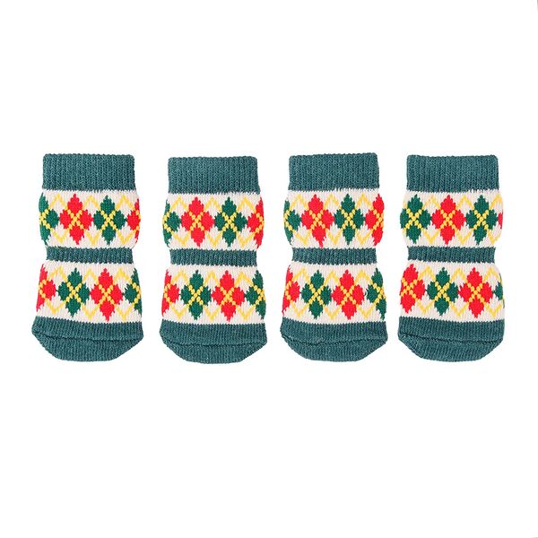 Носки для собак с узором M зеленый (унисекс)