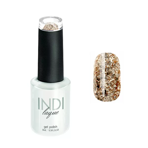Гель-лак для ногтей RuNail INDI laque 4267 Золотой с мелкими блестками