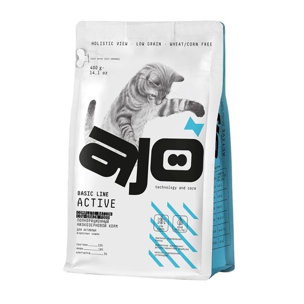 Сухой корм для активных стерилизованных кошек AJO Cat Sterile с высоким содержанием белка, с индейкой и уткой