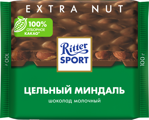 Шоколад Ritter Sport молочный с цельным миндалем 100г