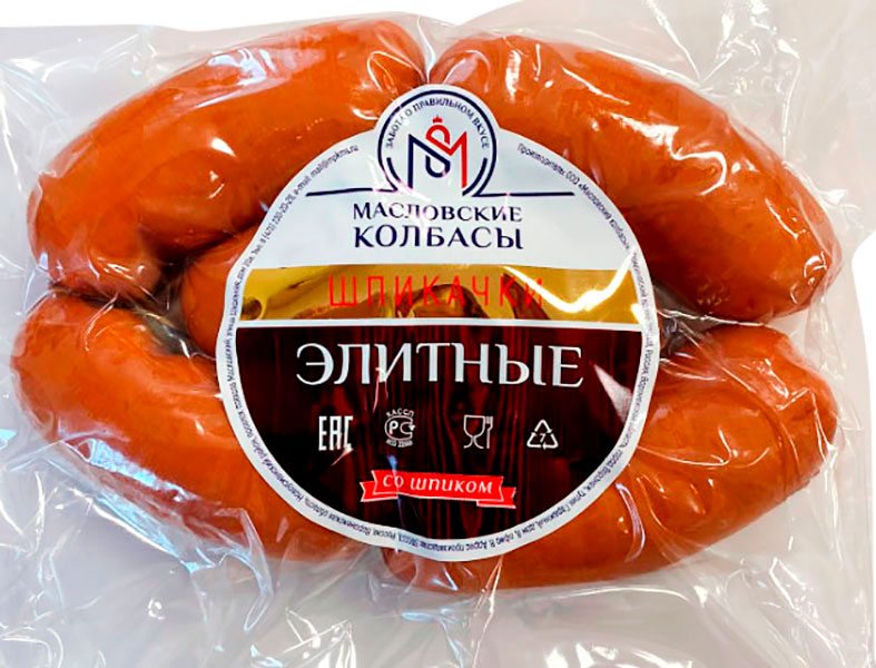 

Шпикачки Масловские колбасы Элитные в натуральной оболочке, вес